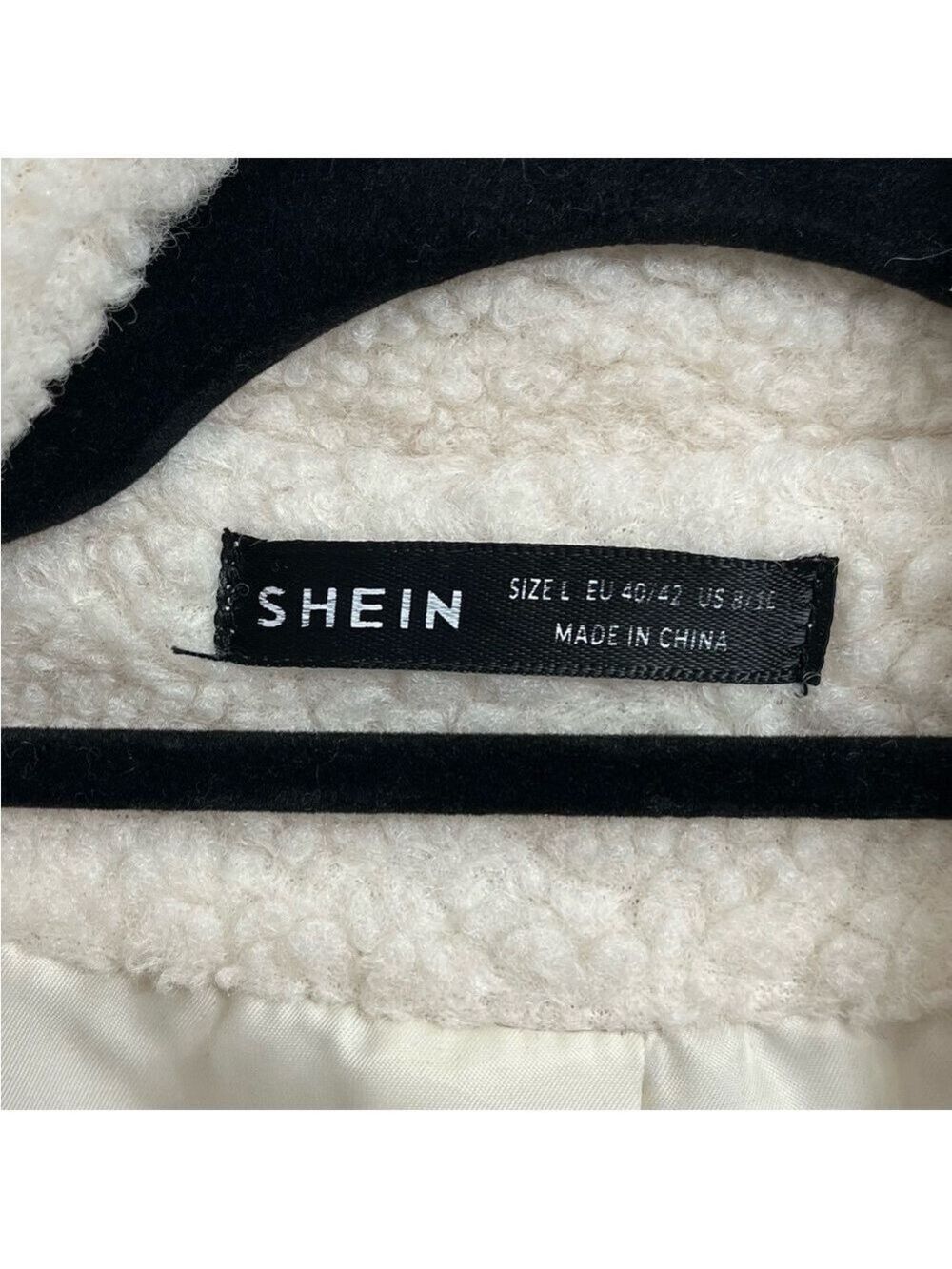 SHEIN Women’s Cream Colored Mid Length Sherpa Jacket. Size 8 - Picture 4 of 5
